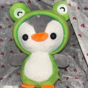 Green Frog Hood Penguin Plush Toy - Cute Kids Stuffed Animal
